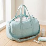 Bolsa maternal con flores Verde Agua