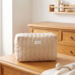 Neceser de Algodón Beige con topos blancos - Imagen 3