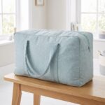 Bolsa maternal XL con flores Verde Agua