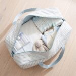 Bolsa maternal XL con rayas Verde Agua - Imagen 2