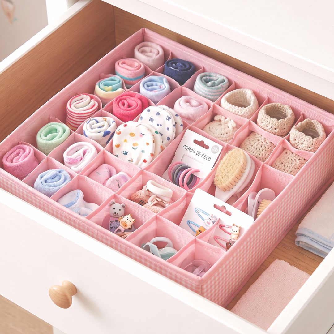 Diseño sin título (13) Organizador con 24 departamentos vichy rosa - Imagen 1