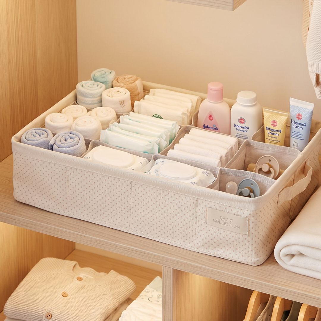 Diseño sin título (7) Organizador con 12 departamentos Crudo con topos beige - Imagen 1