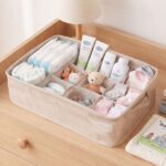 Organizador con 12 departamentos Beige con topos blancos