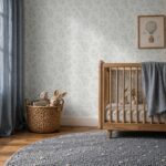 Papel pintado infantil hojas gris - Imagen 2