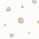 Papel pintado infantil sistema solar blanco