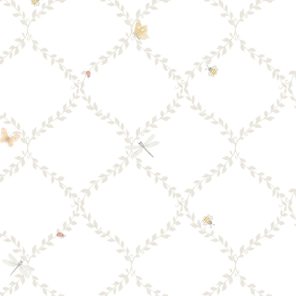 Diseño sin título - 2026-09-25T091602.812 Papel pintado infantil mariposas y abejas gris topo - Imagen 1