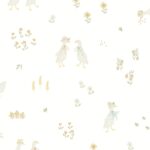 Papel pintado infantil ocas y flores blanco