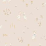 Papel pintado infantil ocas y flores rosa
