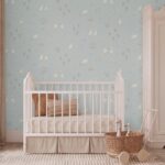 Papel pintado infantil ocas y flores azul - Imagen 2