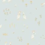 Papel pintado infantil ocas y flores azul