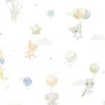 Papel pintado infantil aventura en globo azul