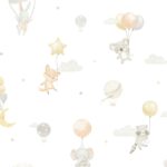 Papel pintado infantil aventura en globo gris