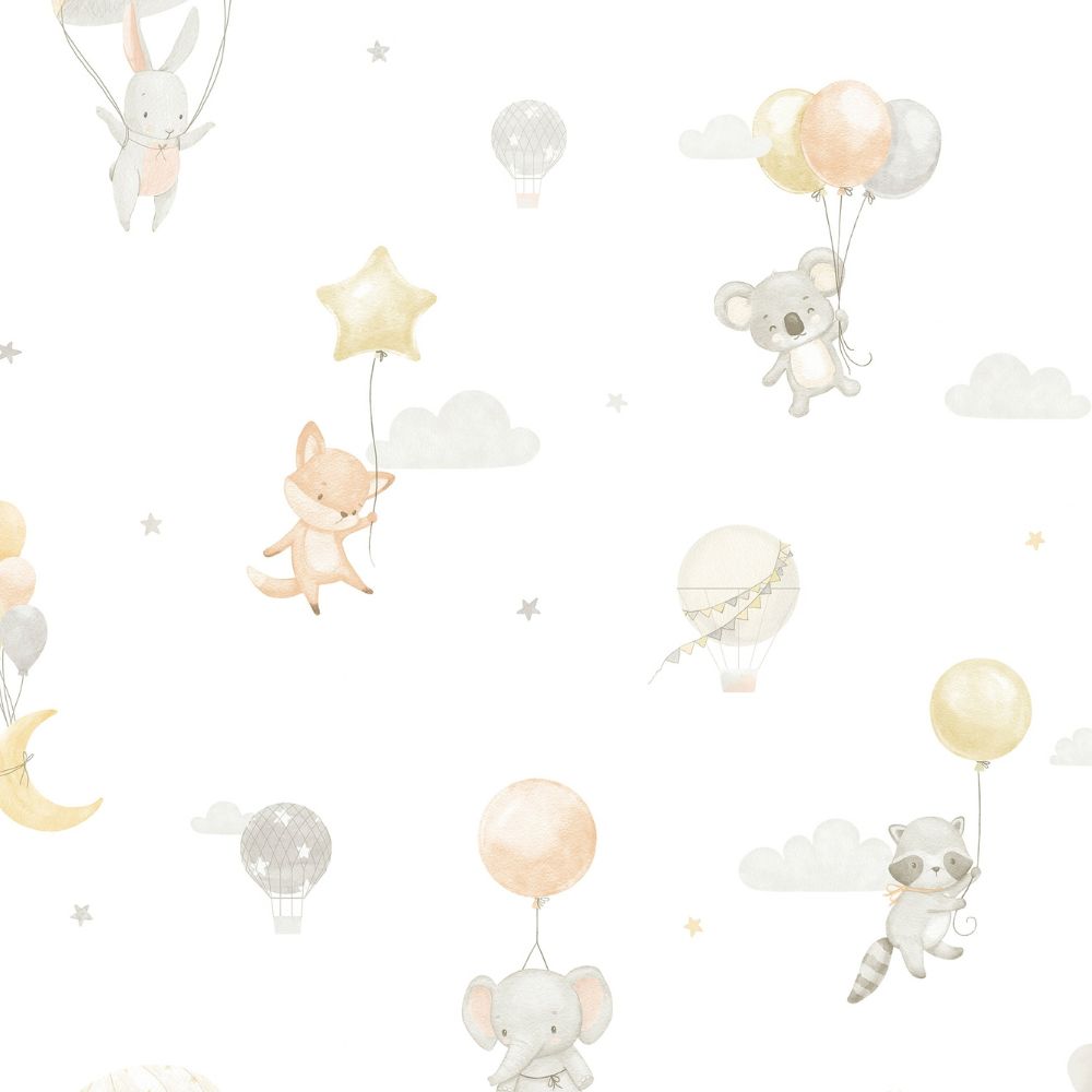 Diseño sin título - 2026-09-25T091806.360 Papel pintado infantil aventura en globo gris - Imagen 1