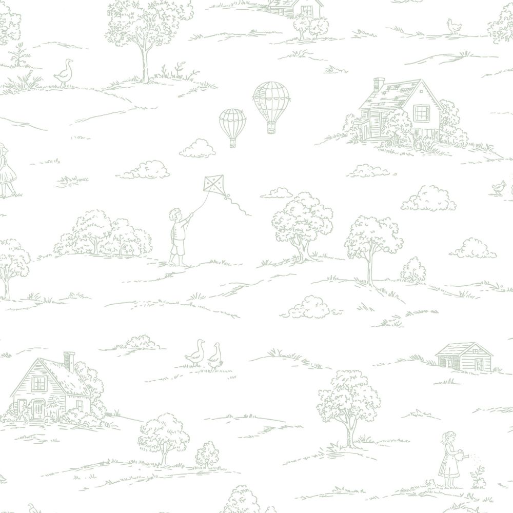 Diseño sin título - 2026-09-25T105239.288 Papel pintado infantil pueblo campestre verde - Imagen 1