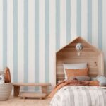 Papel pintado infantil rayas anchas azul - Imagen 2