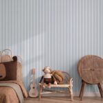 Papel pintado infantil azul con rayas blancas - Imagen 2