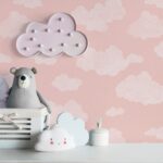 Papel pintado infantil nubes rosa - Imagen 2