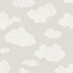 Papel pintado infantil nubes gris topo