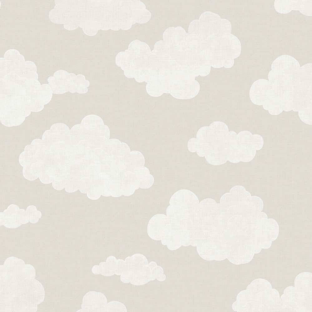 Diseño sin título (83) Papel pintado infantil nubes gris topo - Imagen 1