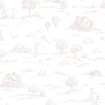 Papel pintado infantil pueblo campestre rosa