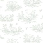 Papel pintado infantil animales del bosque verde