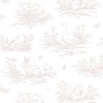 Papel pintado infantil animales del bosque rosa
